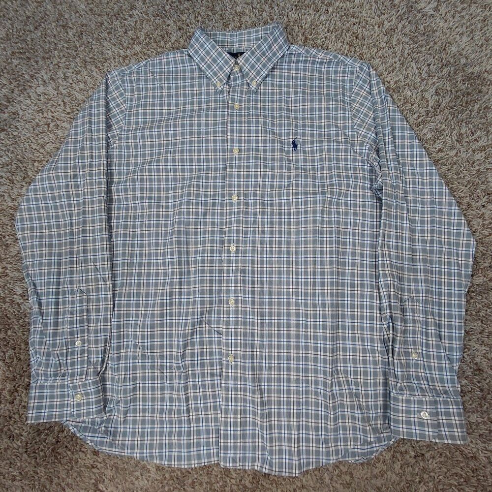 Polo Ralph Lauren Performance Button Down Shirt Men’s XL White Plaid Classic Fit